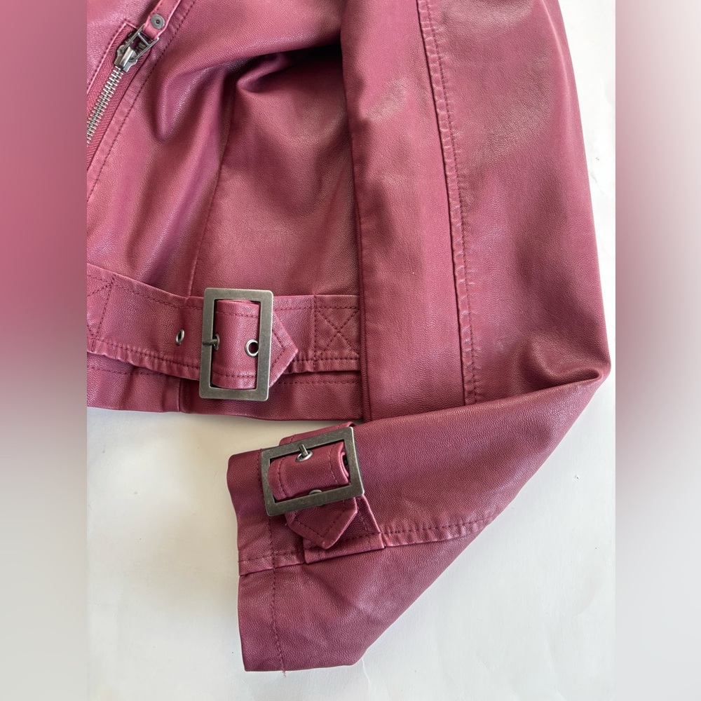 Max Studio Jacket - Women’s Deep Burgundy, Vegan Leather, Moto Jacket. Size Sm - Picture 6 of 9